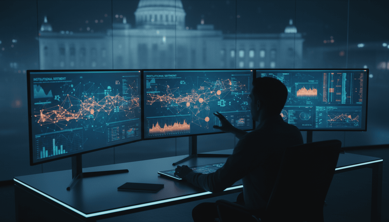 Pantalla de análisis de inteligencia de comportamiento colectivo con visualización de datos institucionales en tiempo real